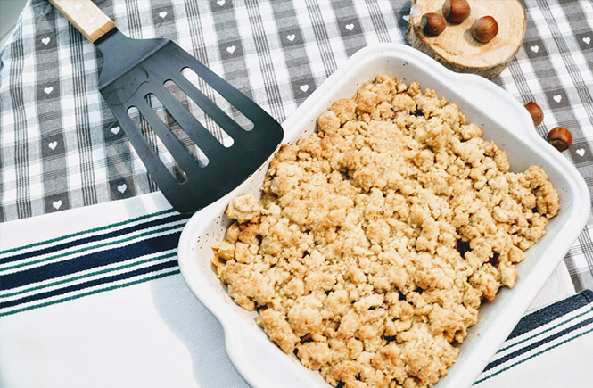 Recette Crumble pommes framboises sur Swanee Rose Le Blog