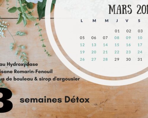 Calendrier de suivi Détox Mars 2018