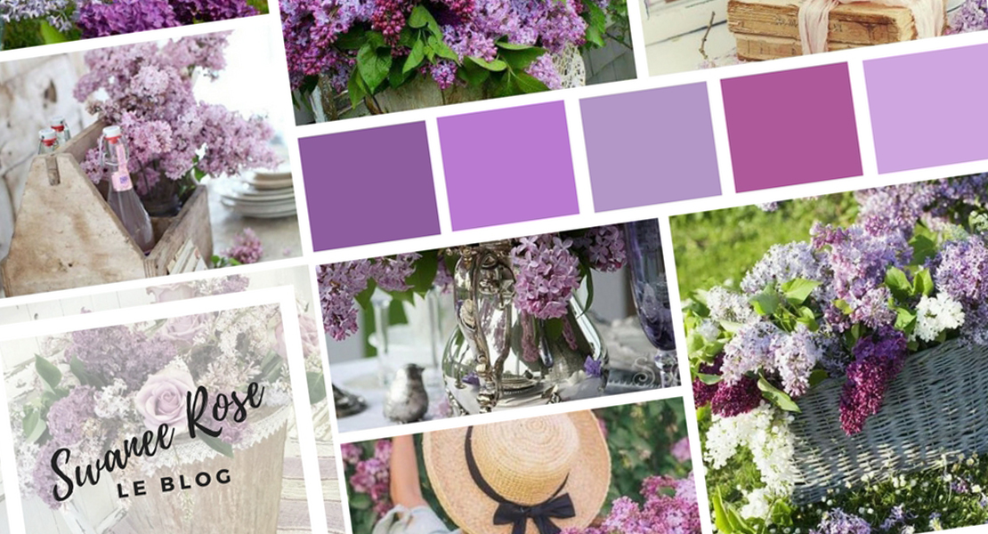 Photo d'un moodboard avec du lilas sur Swanee Rose Le Blog