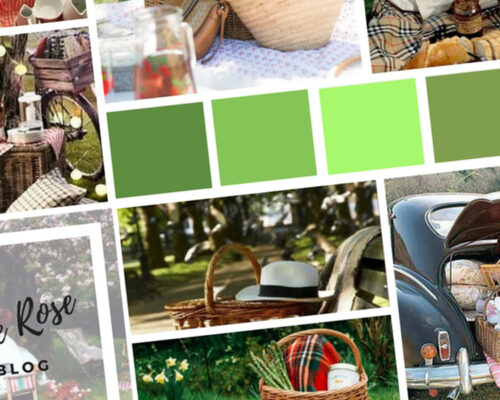 Photo d'un moodboard avec photos de pique-niques sir Swanee Rose Le Blog
