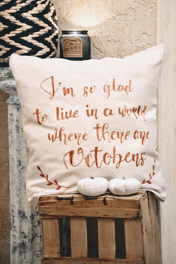 Coussin de bienvenue en octobre