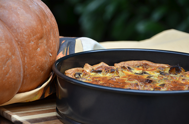 Quiche Butternet Champignons avec une citrouille