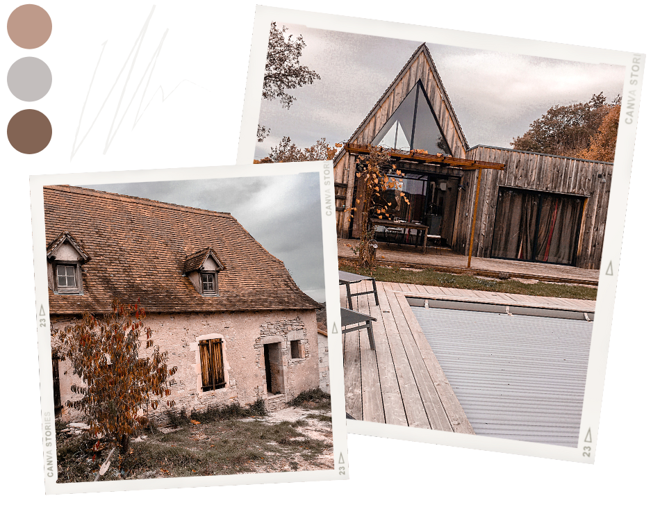 Maison en pierre et cabane trigone dans le Quercy